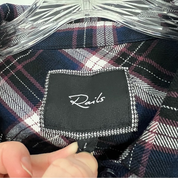 Rails Hunter Plaid Navy Black White Pink Buttondown Shirt Size Large - Picture 7 of 7